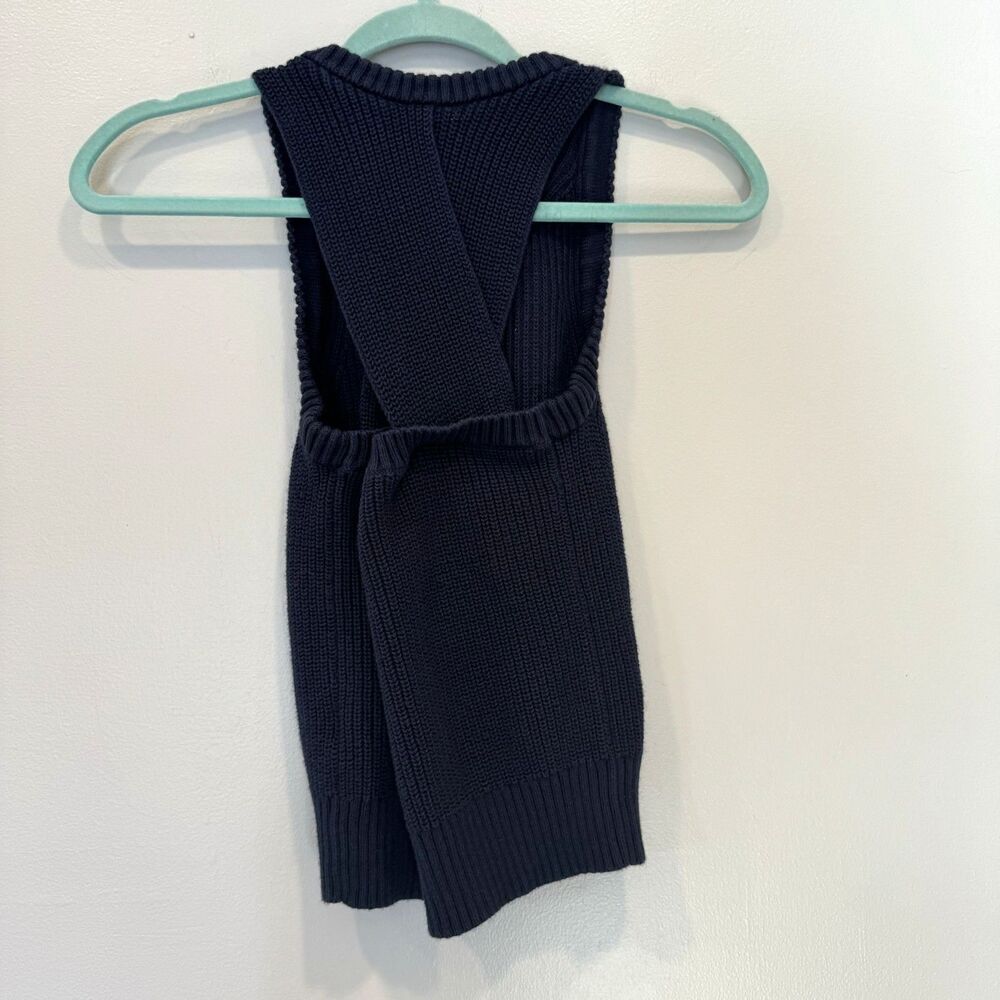 J.Crew Tank Sweater Cotton Cashmere Cross-Back Preppy Heritage Navy Women Small - Picture 3 of 9